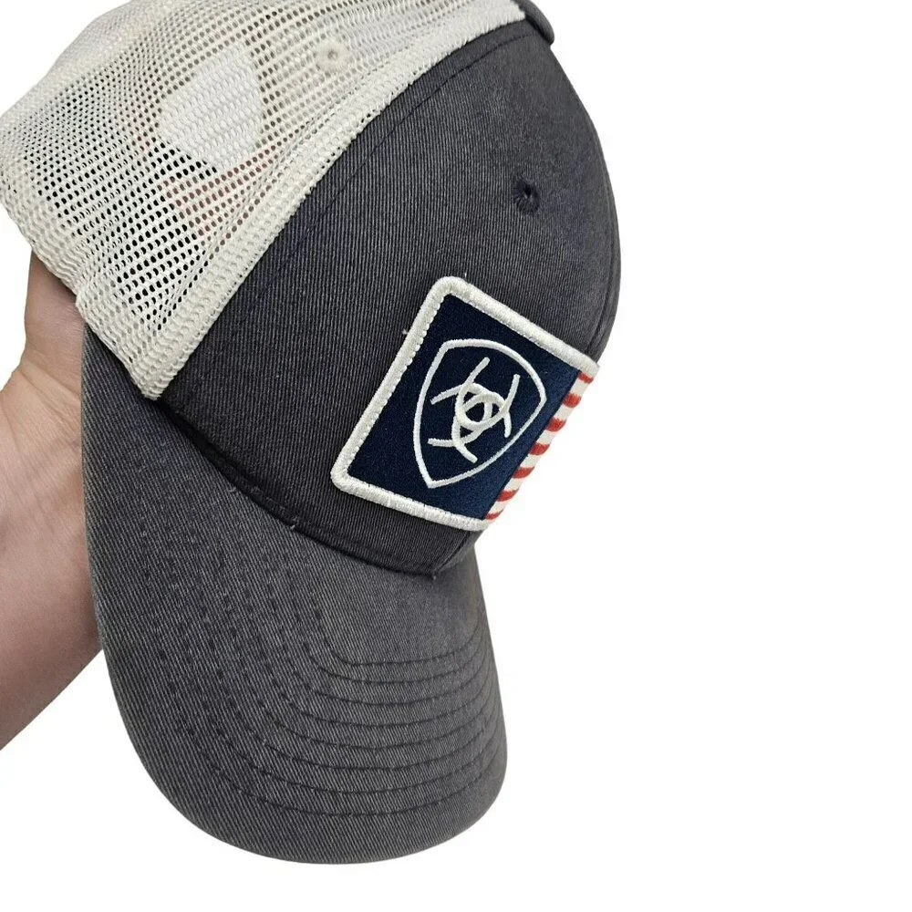 Ariat Men's Mesh Trucker Cap With American Flag & Logo Adjustable‎